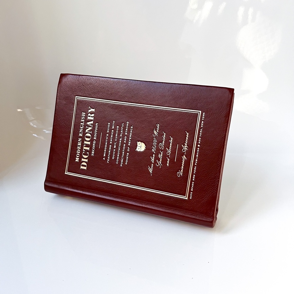 NWOT RARE Kate Spade Wordsmith Dictionary Clutch Toast Brown Camel Gold - Picture 4 of 15